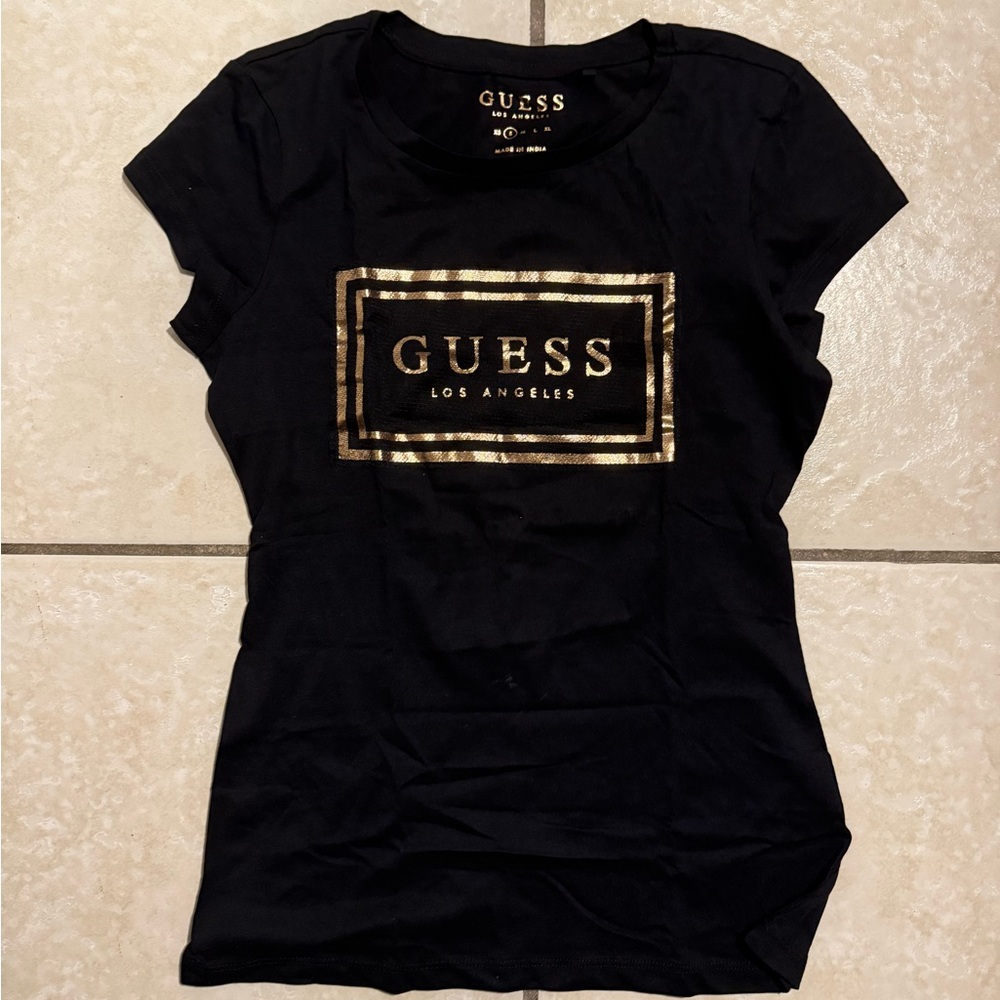 GUESS Black Tee with Gold Accents